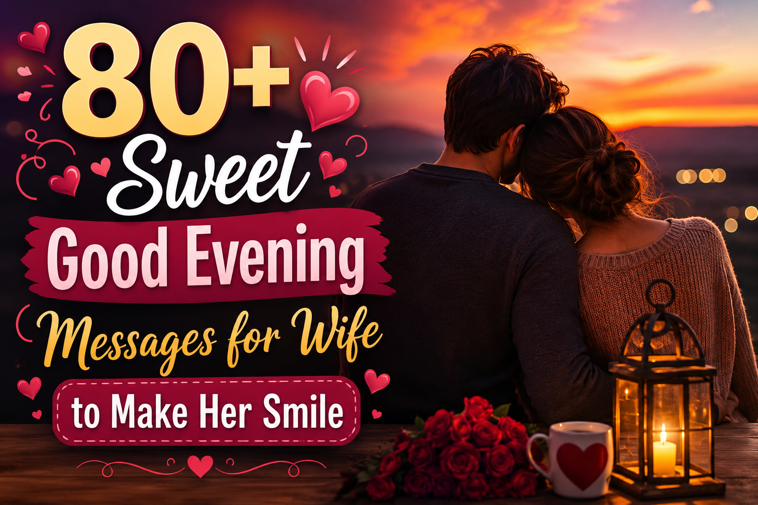 Create Image 80+ Sweet Good Evening Messages for Wife to Make Her Smile