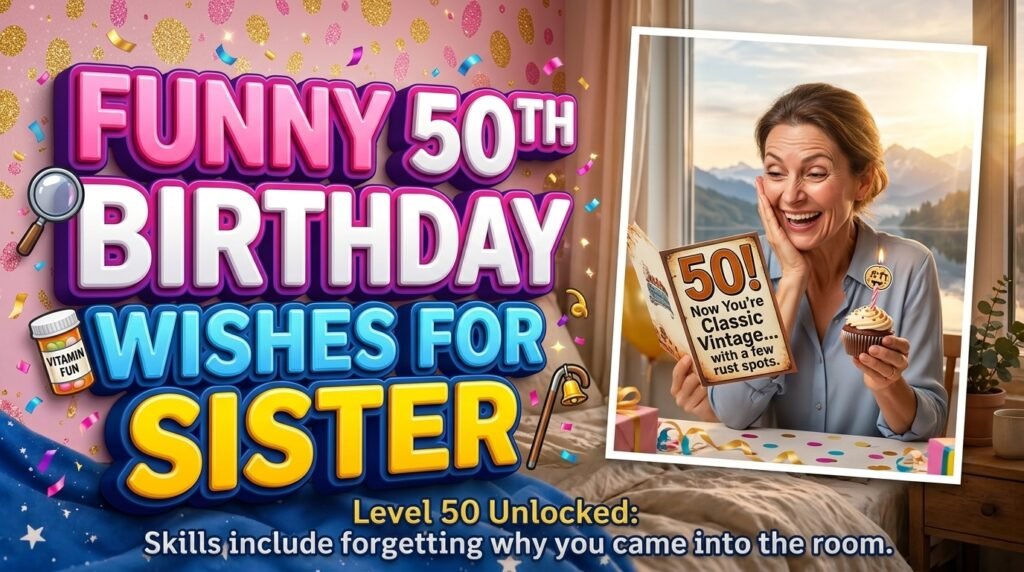 Funny 50th Birthday Wishes for Sister