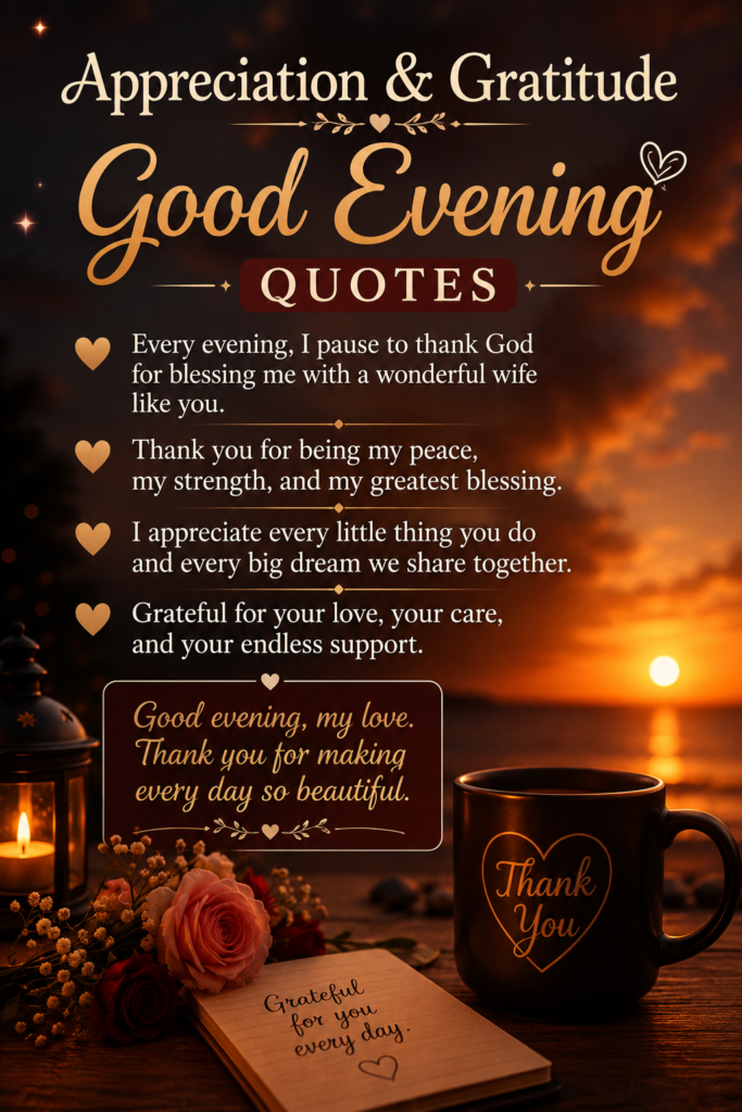 create a image Appreciation & Gratitude Good Evening Quotes